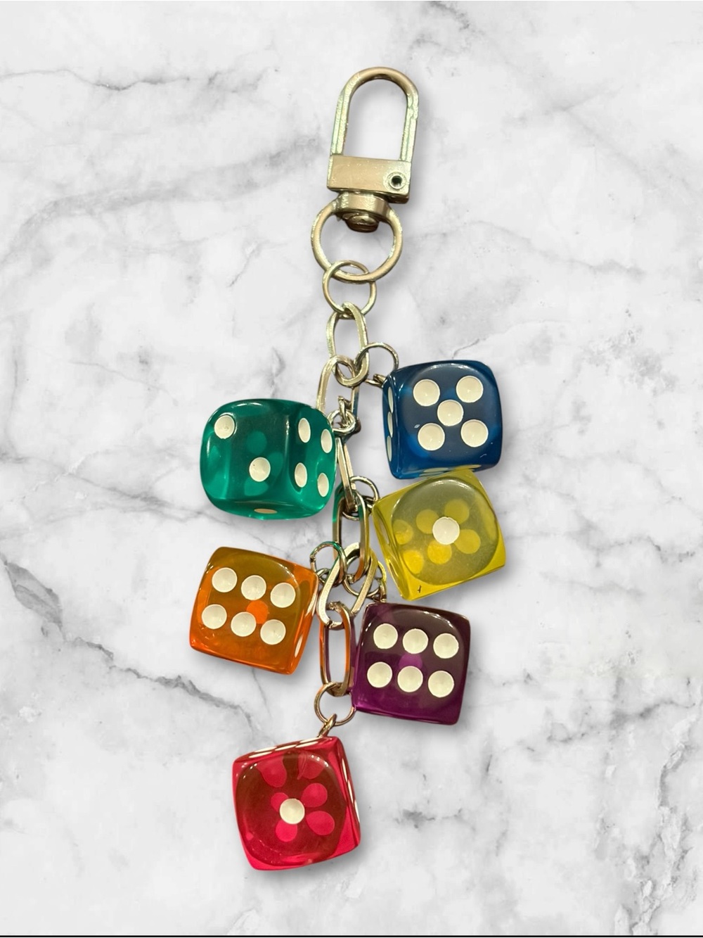 Colorful Dice Charm Keychain - Multicolor Women Accessories